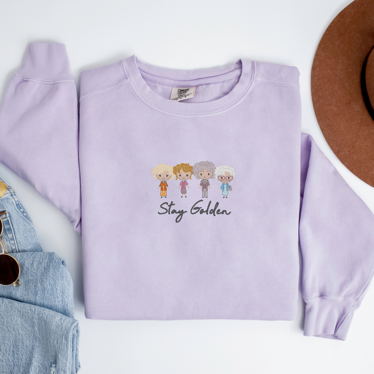 Golden Girls Inspired Embroidered Crewneck | Stay Golden Shirt