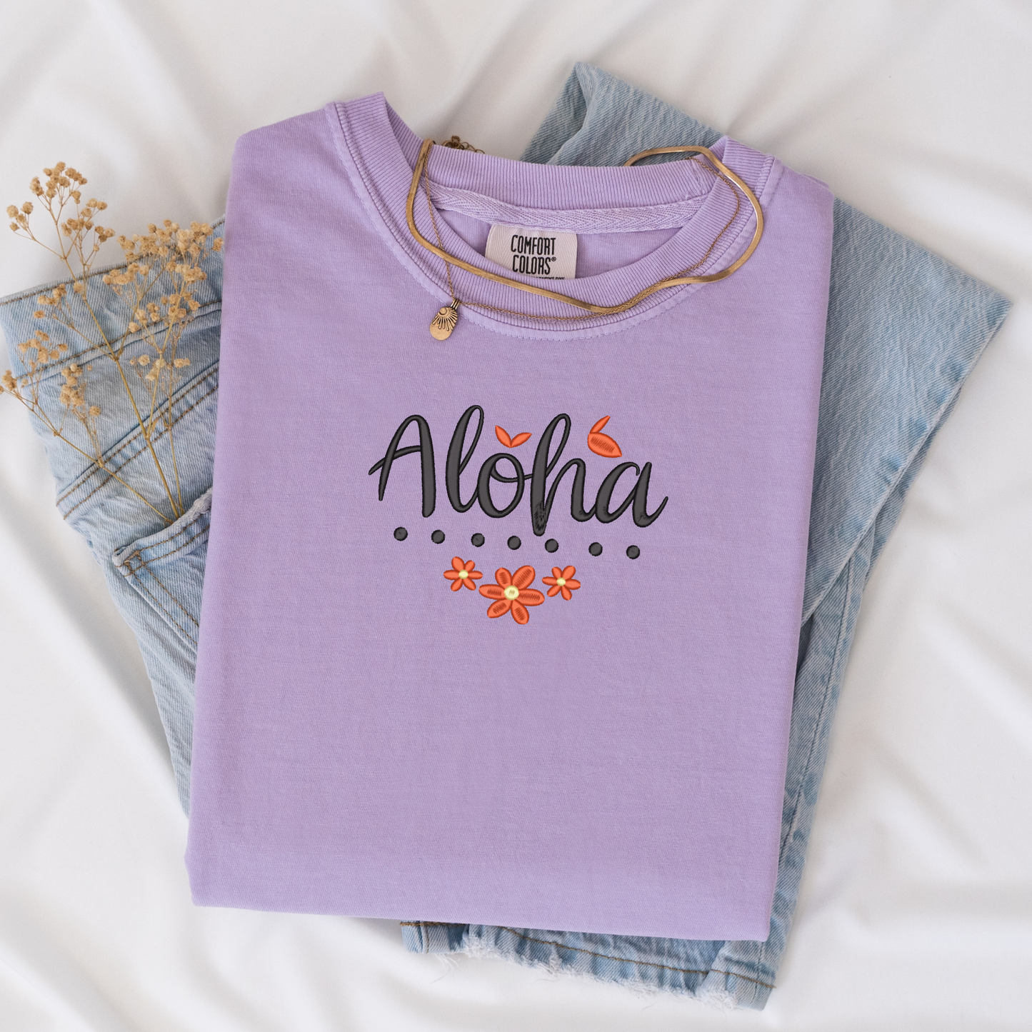 Embroidered Aloha T-Shirt | Beach Tee | Hawaii Shirt | Comfort Colors