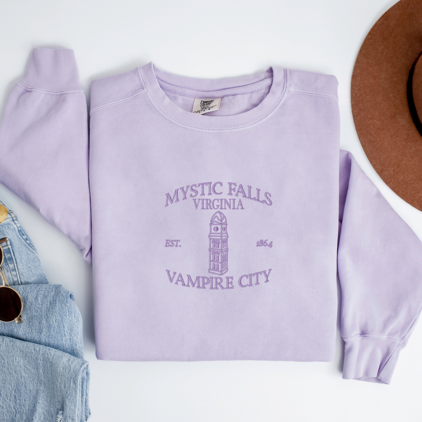 Embroidered Mystic Falls Crewneck | Vampire Diaries Inspired Sweater