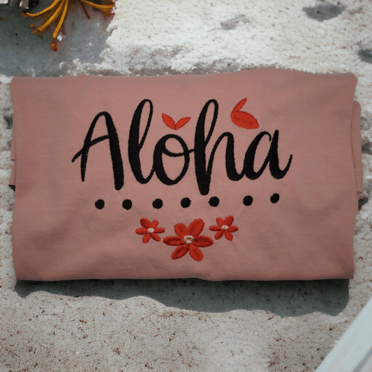 Embroidered Aloha T-Shirt | Beach Tee | Hawaii Shirt | Comfort Colors