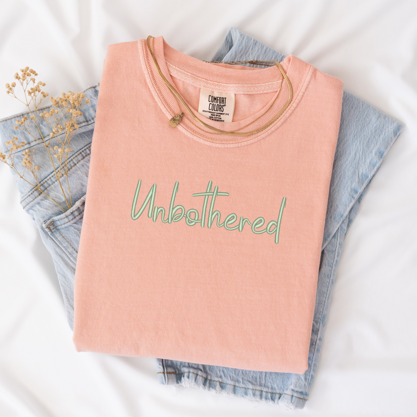 3D Embroidered Unbothered T-Shirt | Set Love Shirt | Mental Health Tee