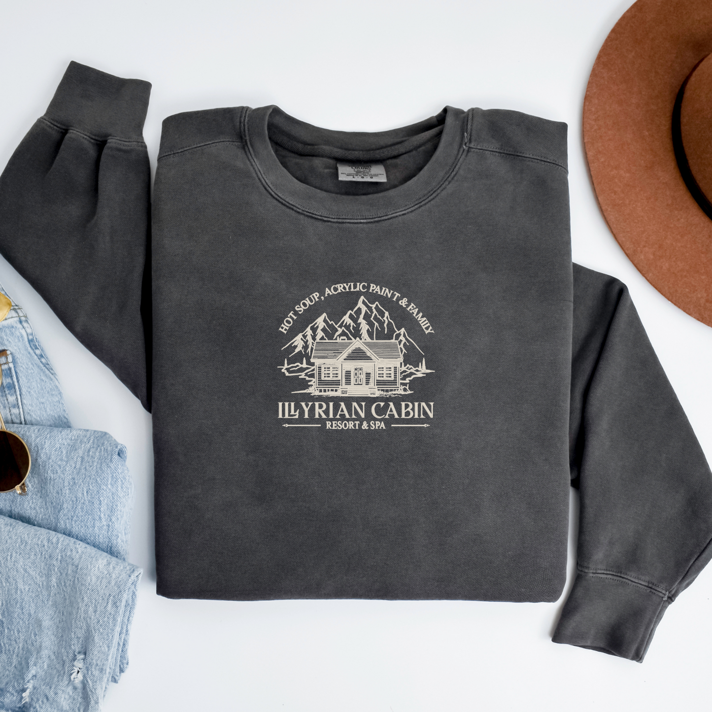 Illyrian Cabin Crewneck | Embroidered Book Worm Sweatshirt | Booktok Merch