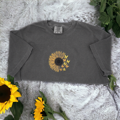 Summer Sunflower Butterfly Shirt | Botanical Tee