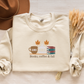 Embroidered Bookish Fall Crewneck: Coffee & Books Cozy Sweatshirt