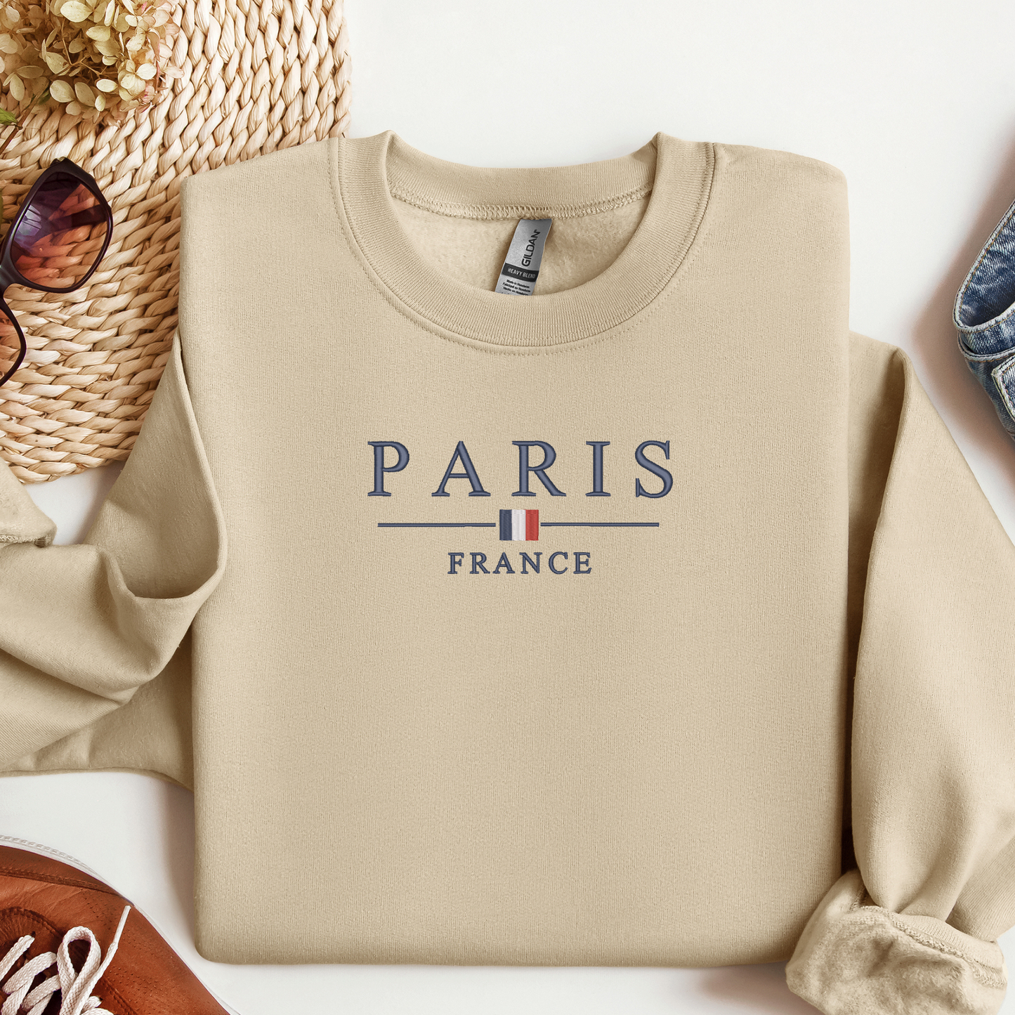 Paris France Embroidered Crewneck | Visit Paris Sweatshirt