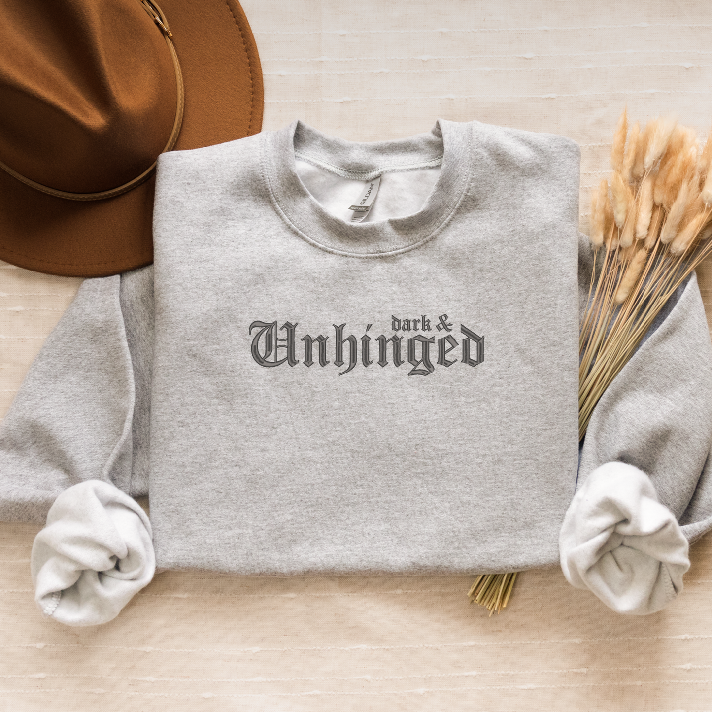 Dark & Unhinged Gothic Embroidered Crewneck | Cozy Book Lover Sweatshirt | Booktok Shirt