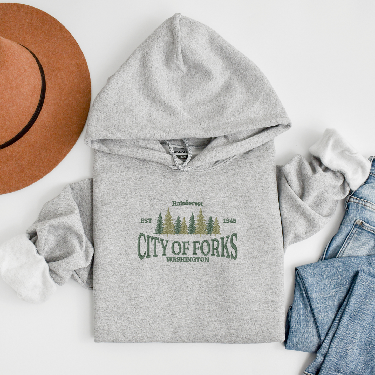 City of Forks Est. 1945 Sweatshirt | Cozy Unisex Twilight-Inspired Apparel | Hoodie & Crewneck