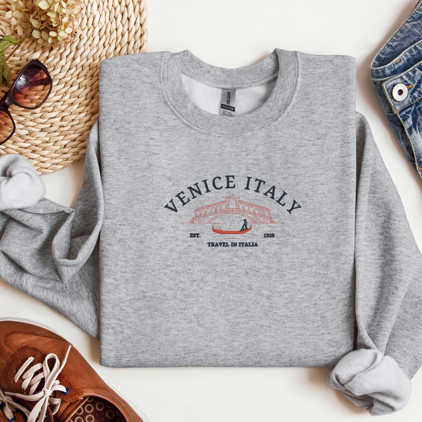 Venice Italy Crewneck | Wanderlust Canal Boat Design | Travel in Italia