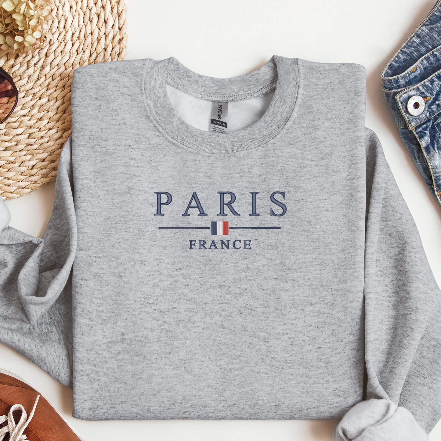 Paris France Embroidered Crewneck | Visit Paris Sweatshirt