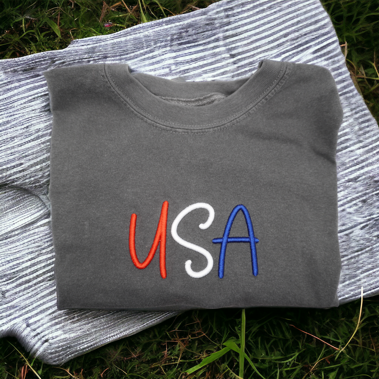 3D Puff Embroidered USA Tee | Comfort Colors | Patriotic T-Shirt |  4th of July Apparel