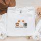 Embroidered Bookish Fall Crewneck: Coffee & Books Cozy Sweatshirt