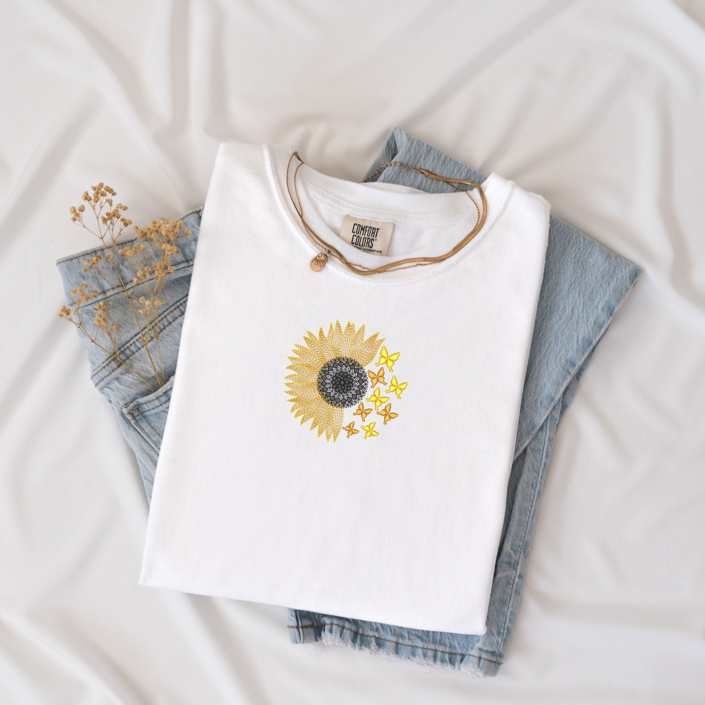 Summer Sunflower Butterfly Shirt | Botanical Tee