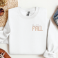 Cozy Hello Fall Logo Crewneck Sweatshirt | Retro Embroidered Fall Design